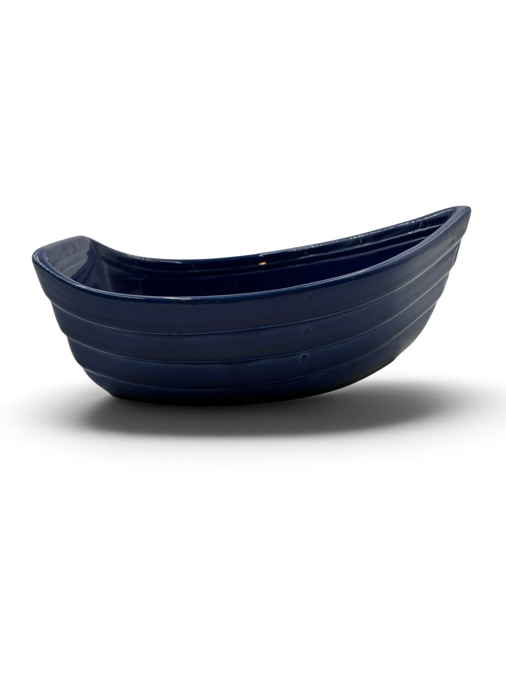Vintage Appolia French Ceramic Nautical Boat Baker Serving Dish Cobalt Blue 8"